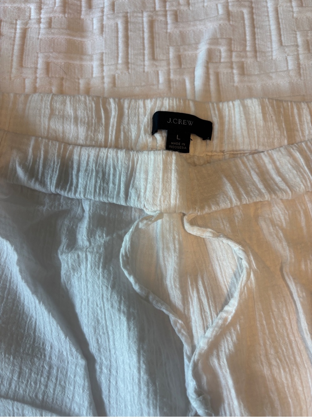 J. Crew White Textured Drawstring Pants